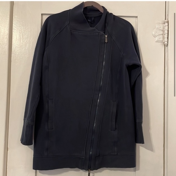 Lululemon Back To It Wrap Jacket Side Zip Pockets Cotton Fleece Inkwell Cozy 6 - Picture 5 of 7
